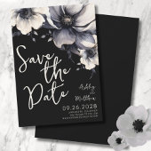 Save The Date Élégant Mariage de fleurs noires
