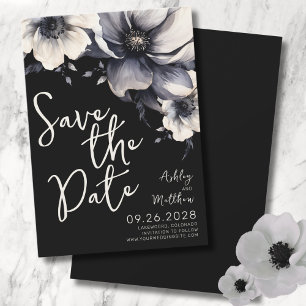 Save The Date Élégant Mariage de fleurs noires