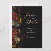 Save The Date Élégant mariage de fleurs sombres (Devant)