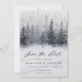 Save The Date Élégant Mariage de forêt d'hiver (Devant)