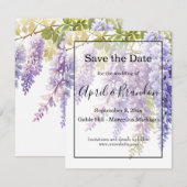 Save The Date Élégant mariage de glycine couleur violet doux (Devant / Derrière)