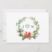 Save The Date Elégant Mariage de la branche de pin Poinsettia (Dos)