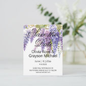 Save The Date Elégant mariage de la glycine bleu violet (Debout devant)