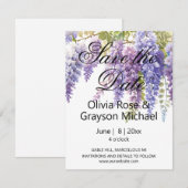 Save The Date Elégant mariage de la glycine bleu violet (Devant / Derrière)