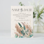 Save The Date Elégant Mariage de laiton Eucalyptus & Pampas (Debout devant)