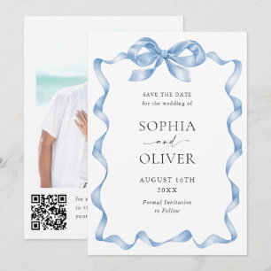 Save The Date Élégant Mariage de mâchoire bleu Dusty