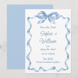 Save The Date Élégant Mariage de mâchoire bleu Dusty