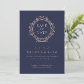 Save The Date Élégant Mariage de marine classique (Debout devant)