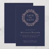 Save The Date Élégant Mariage de marine classique (Devant / Derrière)