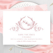 Save The Date Élégant Mariage de monogramme couleur rose pâle