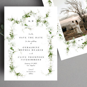 Save The Date Élégant Mariage de monogramme de couronne Eucalypt