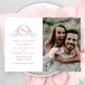 Save The Date Élégant Mariage de monogramme rose pâle photo