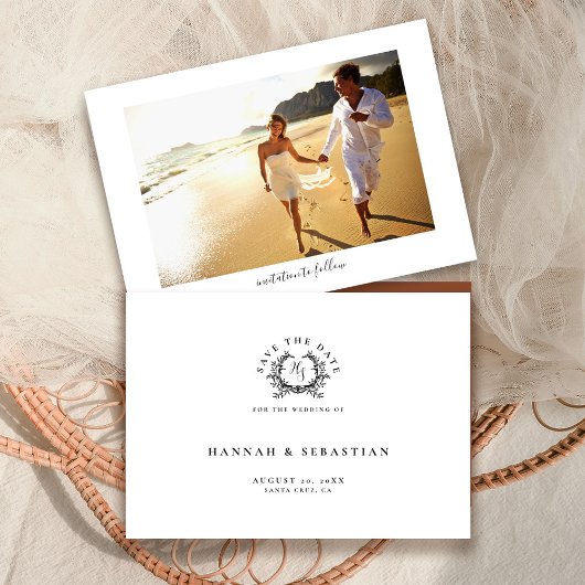 Save The Date Élégant Mariage de monographie noir/blanc