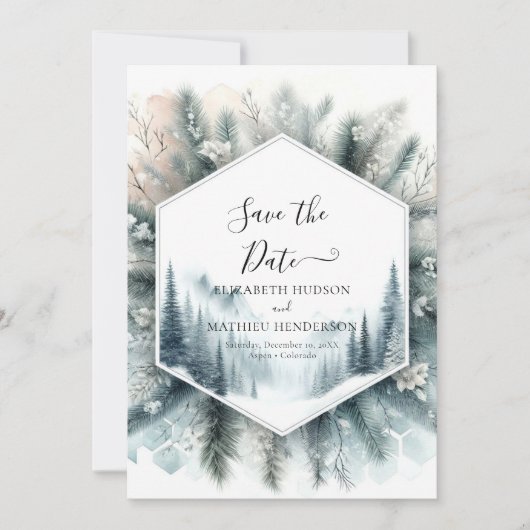 Save The Date Élégant Mariage de montagne (Devant)