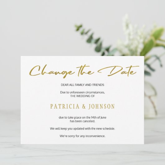 Save The Date Elégant mariage de parties scintillant or changer  (Debout devant)