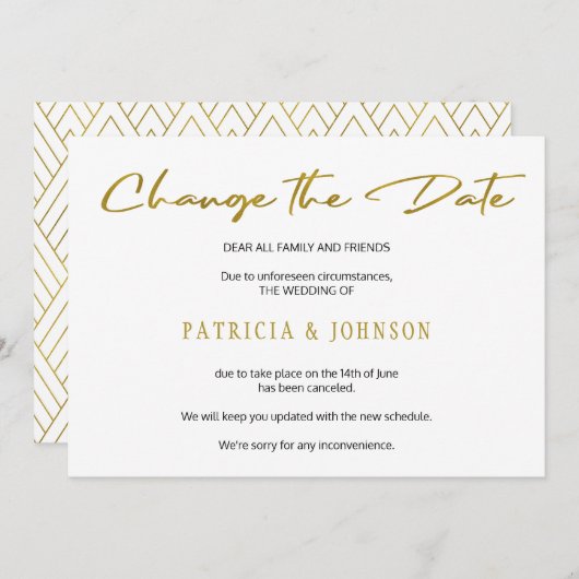 Save The Date Elégant mariage de parties scintillant or changer  (Devant / Derrière)