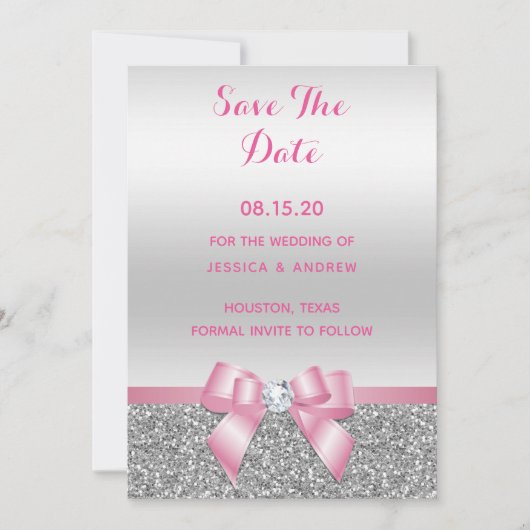 Save The Date Élégant Mariage de Parties scintillant romantique  (Devant)