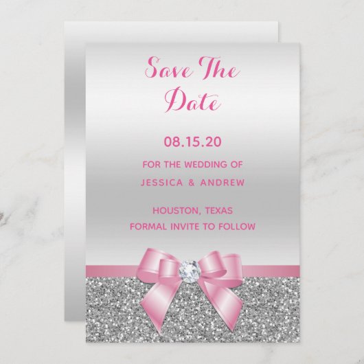 Save The Date Élégant Mariage de Parties scintillant romantique  (Devant / Derrière)