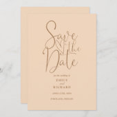 Save The Date Élégant Mariage de Peach Soft Code QR moderne (Devant / Derrière)