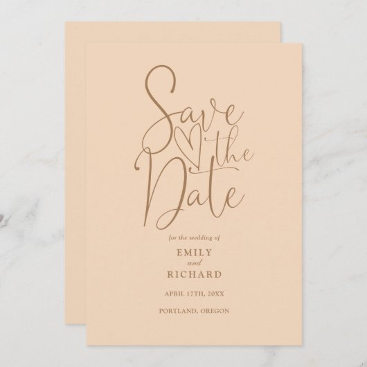 Save The Date Élégant Mariage de Peach Soft Code QR moderne (Devant / Derrière)