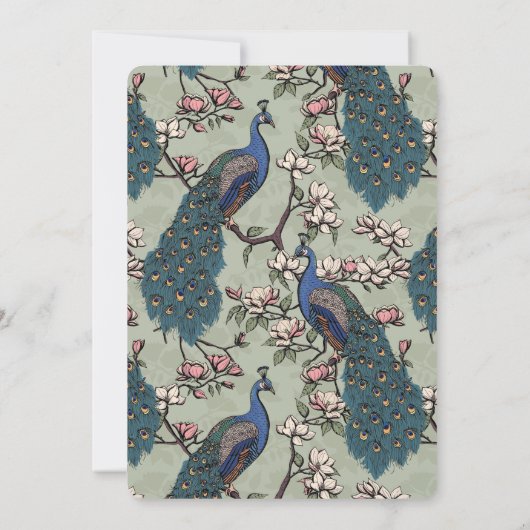 Save The Date Élégant Mariage de Peacock Floral Sage (Dos)