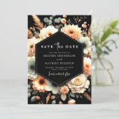 Save The Date Élégant Mariage de pêche rustique (Debout devant)