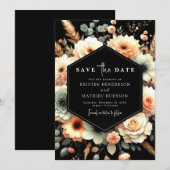 Save The Date Élégant Mariage de pêche rustique (Devant / Derrière)