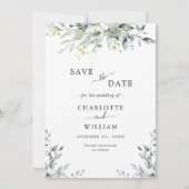 Save The Date Elégant Mariage de PHOTO Eucalyptus aquarelle (Dos)