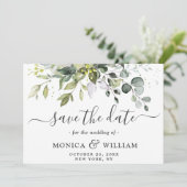 Save The Date Elégant Mariage de PHOTO Floral Eucalyptus (Debout devant)