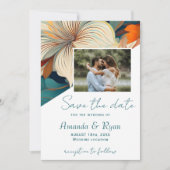 Save The Date Élégant Mariage de photo végétale tropicale (Devant)