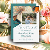 Save The Date Élégant Mariage de photo végétale tropicale