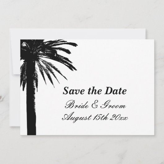 Save The Date Elégant mariage de plage de palmier enregistrer la (Devant)