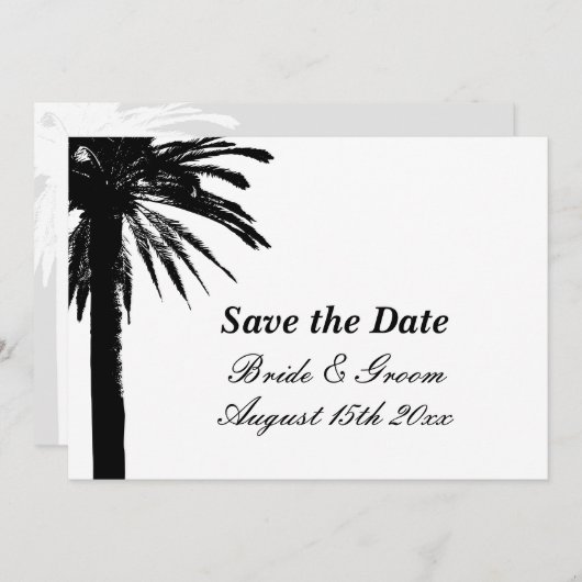 Save The Date Elégant mariage de plage de palmier enregistrer la (Devant / Derrière)