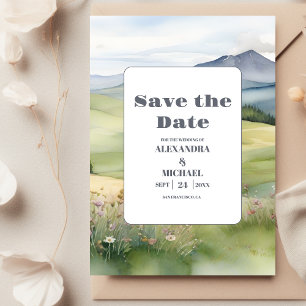 Save The Date Élégant Mariage de prairie de montagne