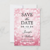 Save The Date Élégant Mariage de script Blush Rose Bokeh lumière (Devant)