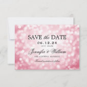 Save The Date Élégant Mariage de script Blush Rose Bokeh lumière (Devant)