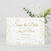 Save The Date Élégant Mariage de script chic Confetti Gold Dust (Debout devant)