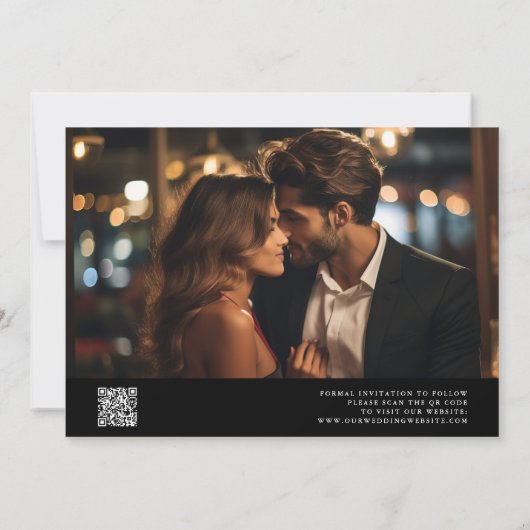 Save The Date Élégant Mariage de script de charme noir (Dos)
