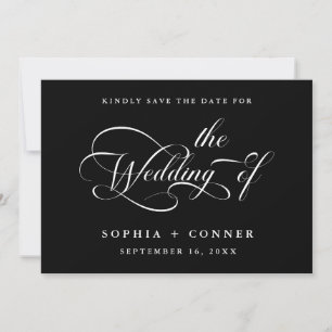 Save The Date Élégant Mariage de script de charme noir