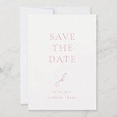Save The Date Élégant Mariage de script de monogramme rose photo (Devant)