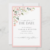Save The Date Élégant Mariage de script de photo rose (Devant)