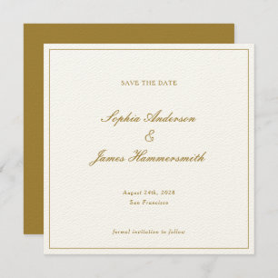 Save The Date Élégant Mariage de script d'ossature en or officie