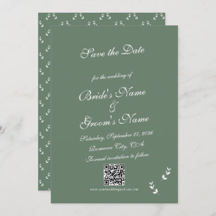 Save The Date Élégant Mariage de script en vert d'olive Sage for