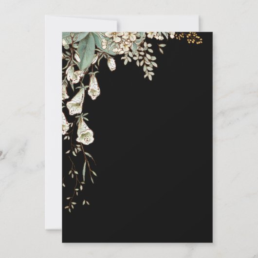 Save The Date Élégant Mariage de script floral noir (Dos)