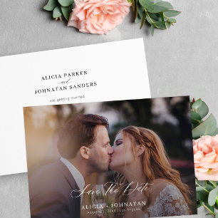 Save The Date Élégant mariage de script photo chic