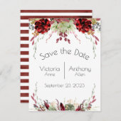 Save The Date Élégant Mariage de succulents de Marsala bordeaux (Devant / Derrière)