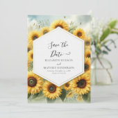 Save The Date Élégant Mariage de tournesol Boho (Debout devant)