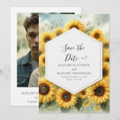 Save The Date Élégant Mariage de tournesol Boho (Devant / Derrière)