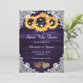 Save The Date Elégant Mariage de tournesol en bois violet (Debout devant)