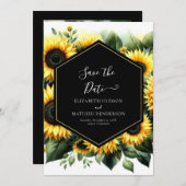 Save The Date Élégant Mariage de tournesol en fleurs (Devant / Derrière)